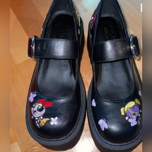 Dolls Kill x Power Puff Girls Y2K Black Collab Mary Jane Platform. NWOT .
